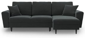 Divano angolare grigio scuro allungabile e con contenitore con rivestimento in velluto Kyoto – Cosmopolitan Design