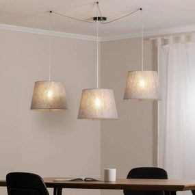 EMIBIG LIGHTING Lampada a sospensione Ascot, grigio, tessuto, a 3 luci, decentralizzata