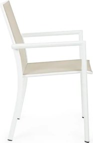 Sedia Da Esterno In Alluminio E Textilene Con Braccioli Konnor Bizzotto Bianca New CX24