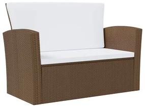 Set divani da giardino 8 pz con cuscini in polyrattan marrone