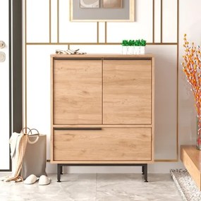 Scarpiera Da Ingresso Mobile Multifunzione 75x36x90 Con Piedini Neri Ocean Legno