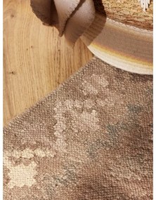 Passatoia azzurra/beige in lana reversibile/tessuta a mano 60x190 cm Kamal Dune – Nouristan