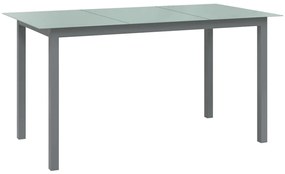 Tavolo da giardino grigio chiaro 150x90x74cm alluminio e vetro
