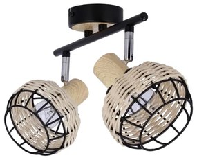 Faretto TAJGA 2xE14/40W/230V rattan/nero