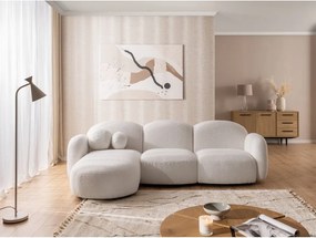 Divano angolare color crema (con penisola a sinistra/con chaise lounge) con rivestimento in bouclé Orbit – Ropez