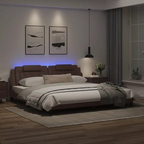 Giroletto con luci led marrone 200x200 cm in similpelle