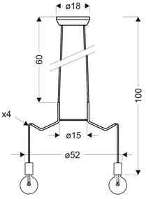 Lampadario a sospensione con filo BASSO 4xE27/40W/230V bianco