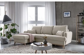 Divano letto angolare beige, angolo sinistro Scandic Lagom - Miuform