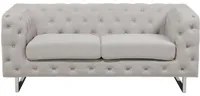 Divano Chesterfield a 2 posti con bottoni avorio beige capitonn