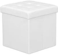 POUF CONTENITORE QUADRATO IN ECOPELLE BIANCO