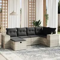 Set Divano da Giardino 6pz con Cuscini Grigio Chiaro Polyrattan 3264418