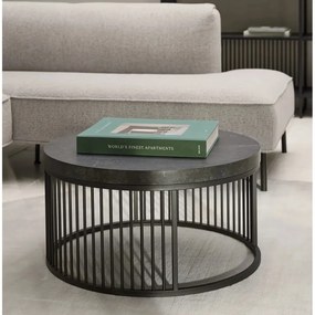 Tavolino rotondo nero con piano effetto marmo ø 65 cm Strington - Actona