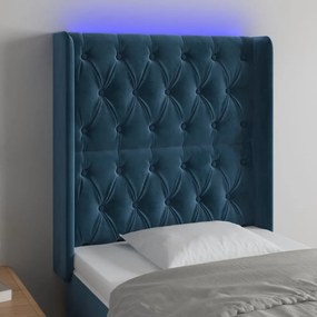 Testiera A Led Blu Scuro 83x16x118/128 Cm İn Velluto /