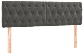Testiera a led grigio scuro 144x7x78/88 cm in velluto