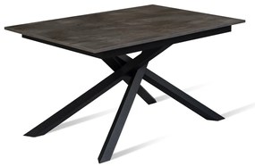 Tavolo rettangolare allungabile 90x140/190 Cemento grigio con gambe incrociate nere - Pulse