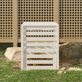 Compostiera Bianca 63,5x63,5x77,5 Cm İn Legno Massello Di Pino /