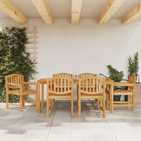 Set Da Pranzo Da Giardino 7 Pz İn Legno Massello Di Teak /