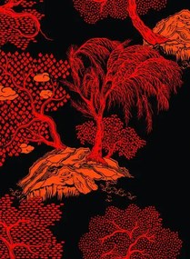 Asien Tapete Jardin d'Asie von Isidore Leroy - Noir et Rouge