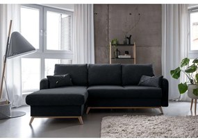 Divano letto angolare grigio scuro, angolo sinistro Scandic Lagom - Miuform