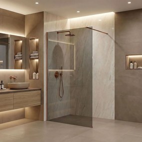 Parete doccia Rea Flexi Grey / Brush Copper 140