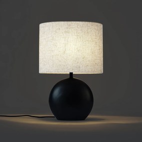 Lampada da tavolo Japandi nera con paralume in lino - Timo