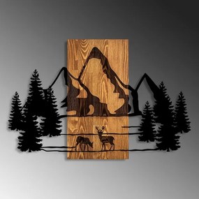 Decorazione da muro 88x57 cm montagne legno/metallo