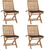 Sedie da Giardino Pieghevoli con Cuscini 4 pz Massello di Teak cod mxl 75220