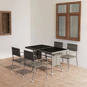 Set mobili da pranzo giardino 5 pz polyrattan antracite grigio