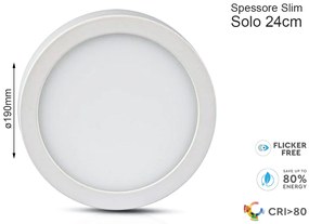 Plafoniera Pannello Led Slim Montaggio a Plafone Rotondo 190X24mm 18W 6000K SKU-4918