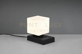 Tomeill ii lampada da tavolo nera sfera vetro bianco h.14