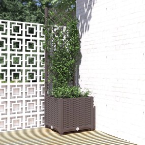 Fioriera Da Giardino Con Graticcio Marrone 40x40x136 Cm İn Pp /