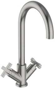 Rubinetto per lavabo getto aerato Los Angeles nichel spazzolato satinato HUBER H 33.8 cm
