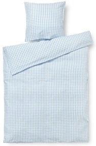 Biancheria da letto in crêpe esteso bianco e azzurro per letto singolo 140x220 cm Bæk&amp;Bølge - JUNA