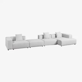 Divano Componibile Chaise Longue Destra 3 Pezzi Con Puff (↔︎480 Cm) Bruna Tessuto Grigio Ghiaccio - Sklum