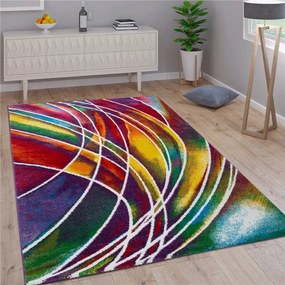 Tappeto di Design a Pelo Corto Rainbow Varie Misure  Colore Multicolor, Dimensioni cm 80x150