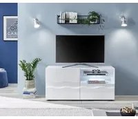 Porta TV onda 1 anta 1 cassetto, finitura bianco lucido, design moderno ZLCSHPPB