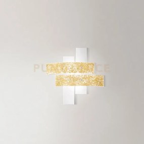 Lara p/p - applique a parete  in metallo e vetro bianco foglia oro ...