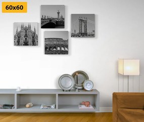 Set di quadri – Città in bianco e nero