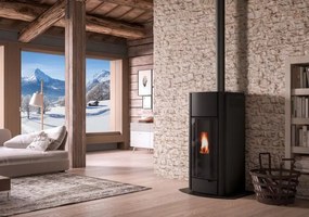 Palazzetti Julie 12 US Stufa ermetica A Pellet ecofire ad aria Con Rivestimento in metallo Nero