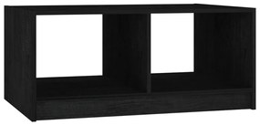 Tavolino da salotto nero 75x50x33,5 cm legno massello di pino