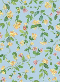 Cole & Son Carta da parati Flora - Buttercup Yellow on Cornflower Blue