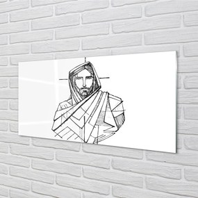 Quadro in vetro acrilico Disegnare Gesù 100x50 cm