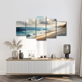 Quadri 5 pezzi – Onde delicate sulla riva