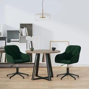 Sedie Da Pranzo Girevoli 2 Pz Verde Scuro İn Velluto /