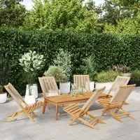 Sedie da Giardino Pieghevoli 6pz Beige Legno Massello di Acacia 3214635