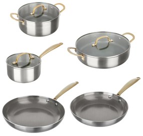 Batteria pentole 8 pezzi Tri - Ply Gold triplo strato