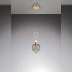 Aurora - lampada a sospensione singola, tubo oro satinato con vetro...
