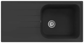 Lavello sopratop 1 vasca in quarzo nero DELINIA Elbe L 50 x L 100 cm
