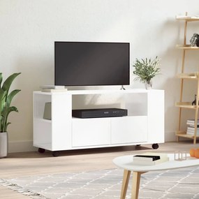 Mobile Porta TV Bianco Lucido 102x34,5x43 cm Legno Multistrato