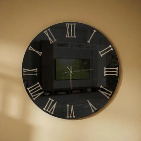 Orologio rotondo da parete LUX D65 cm a specchio fumč e numeri ambra